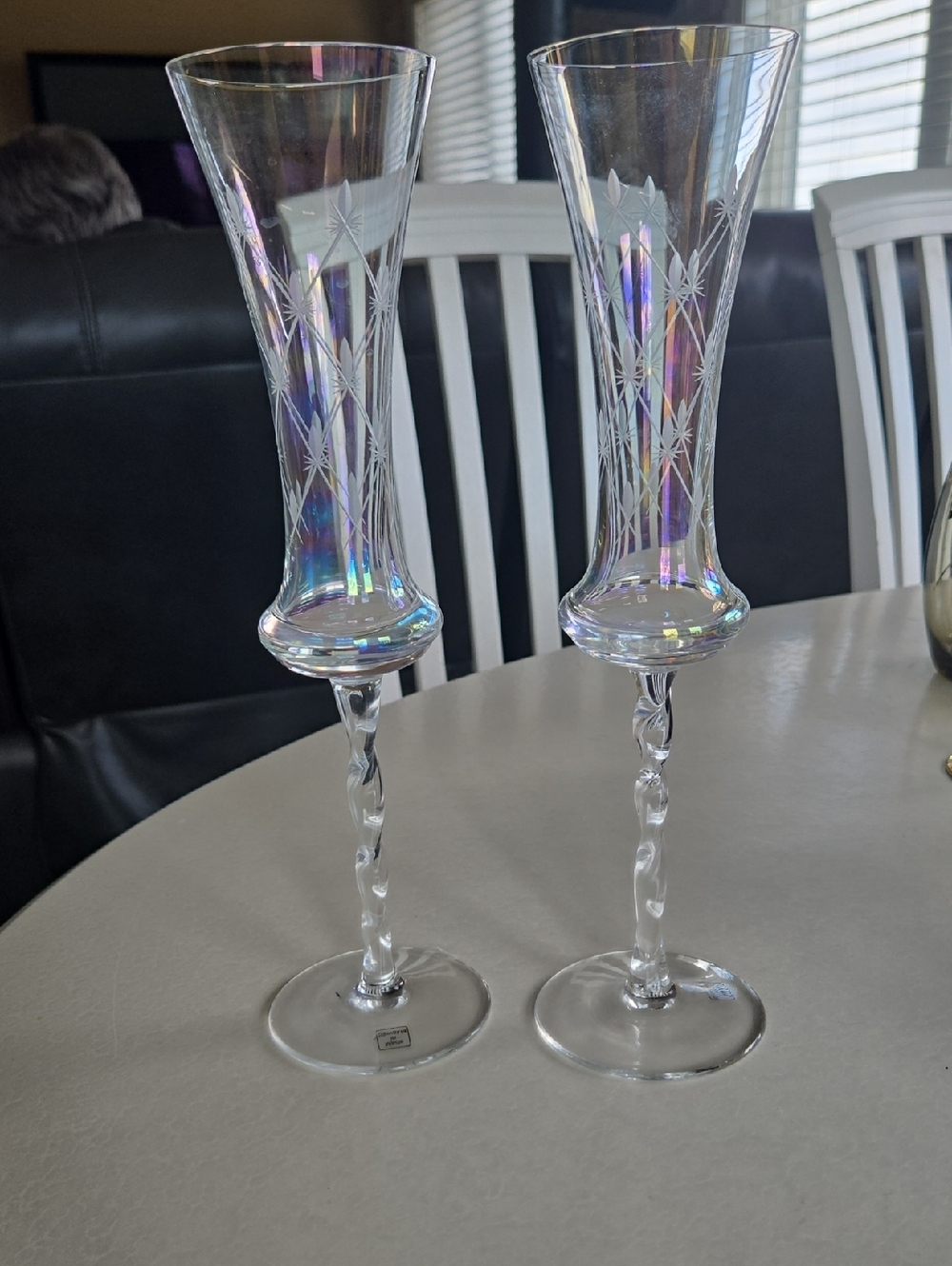 Etched Glass Champagne Flute Made In Slovakia